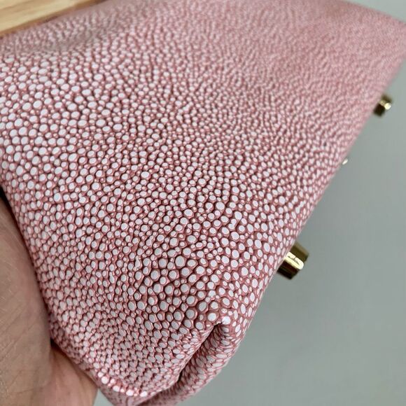 Pink Handmade Embossed Cowhide Wooden Frame Purse/with 2 Chain Styles - Picture 14 of 15